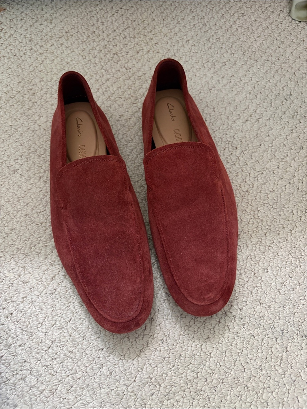Clarks Men’s Burgundy Suede Slip-On Loafers
